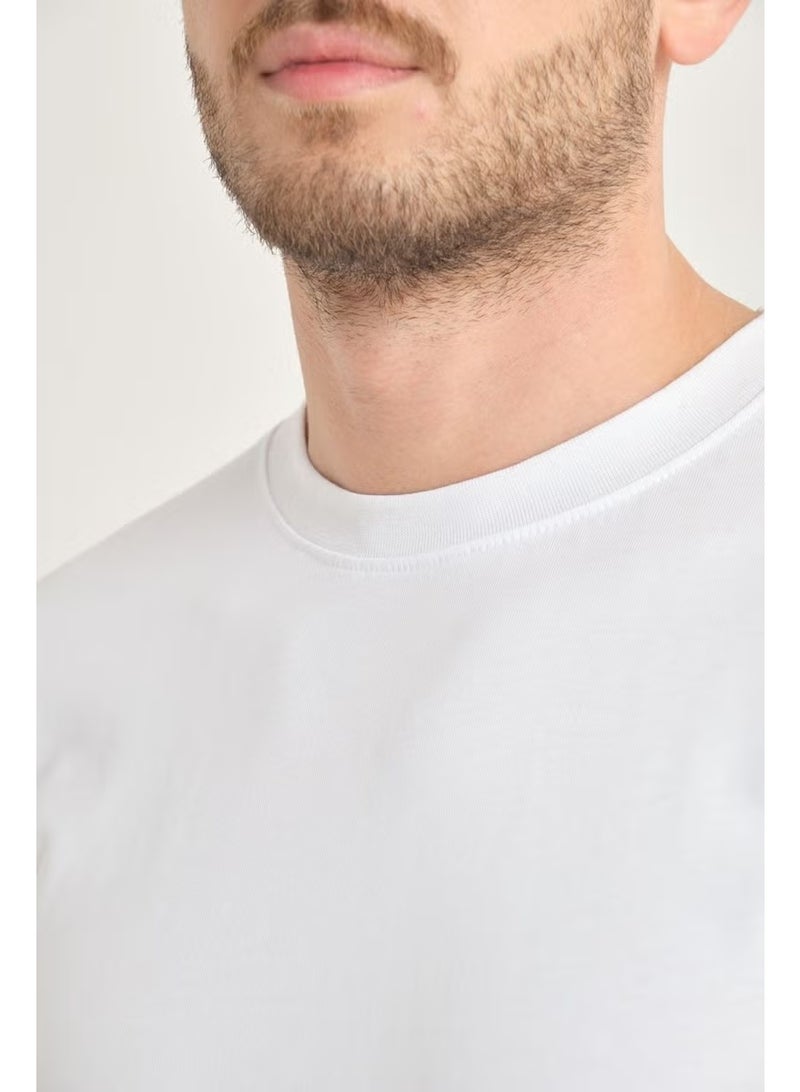 Four Man Men's Cotton Standard Cut Solid Color Basic T-Shirt with Non-Wrinkle Fabric Feature - Image 2